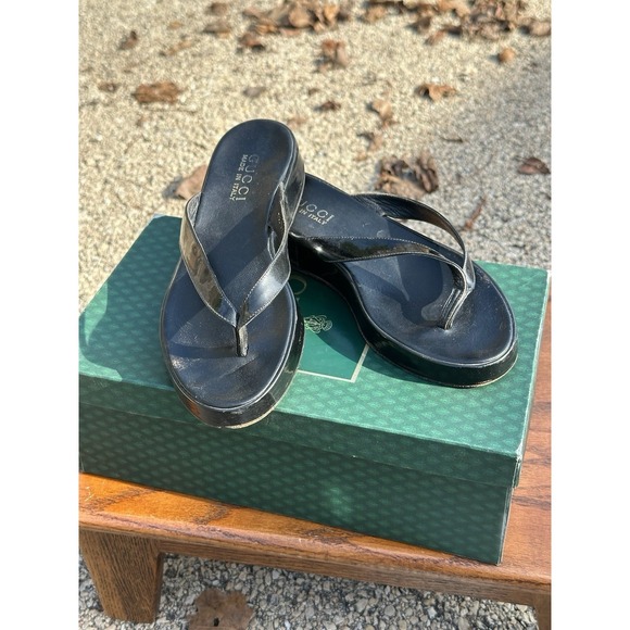 Gucci Shoes - Gucci Black Leather Thong Sandals Womens Size 5.5 B Made in Italy